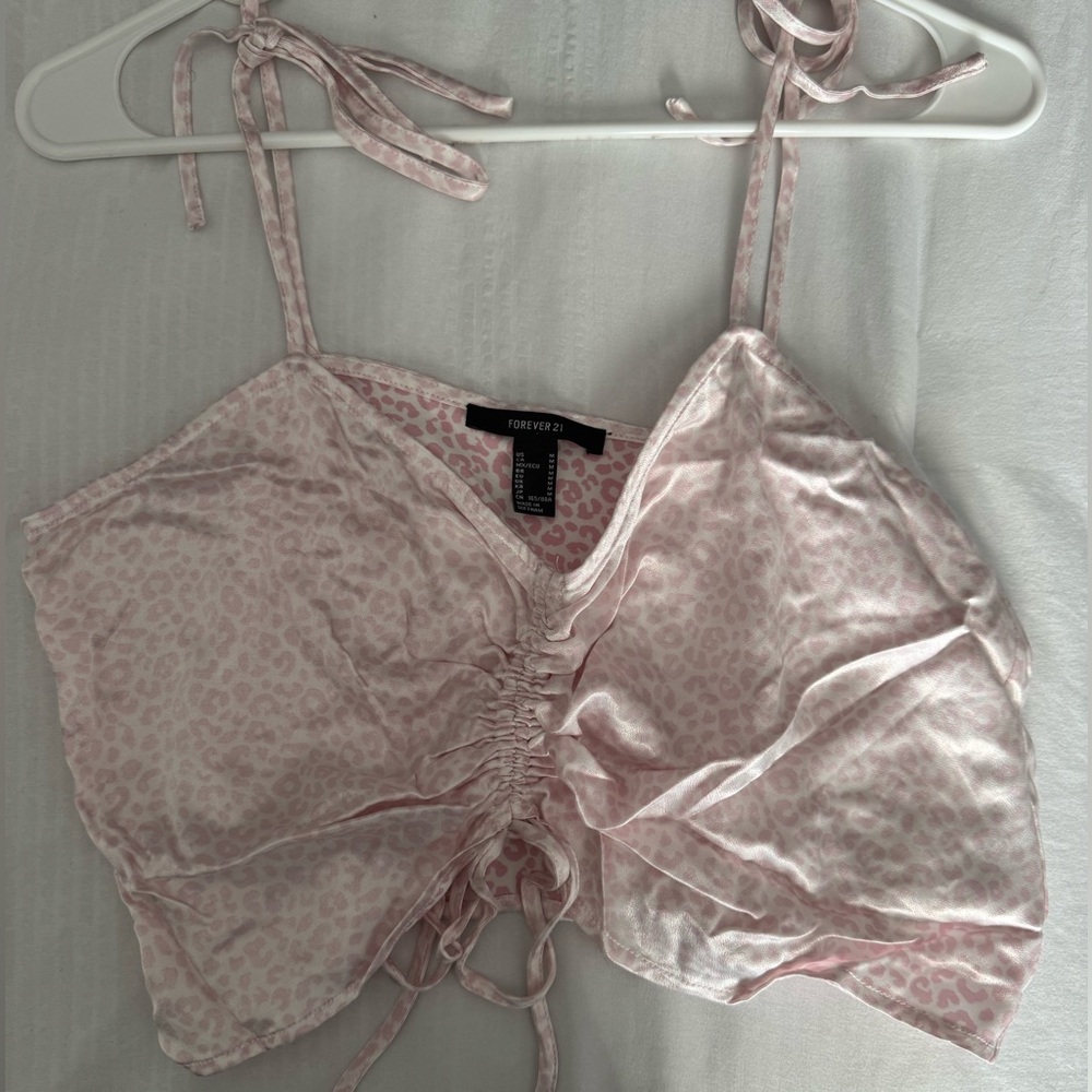pink satin cheetah print tank top